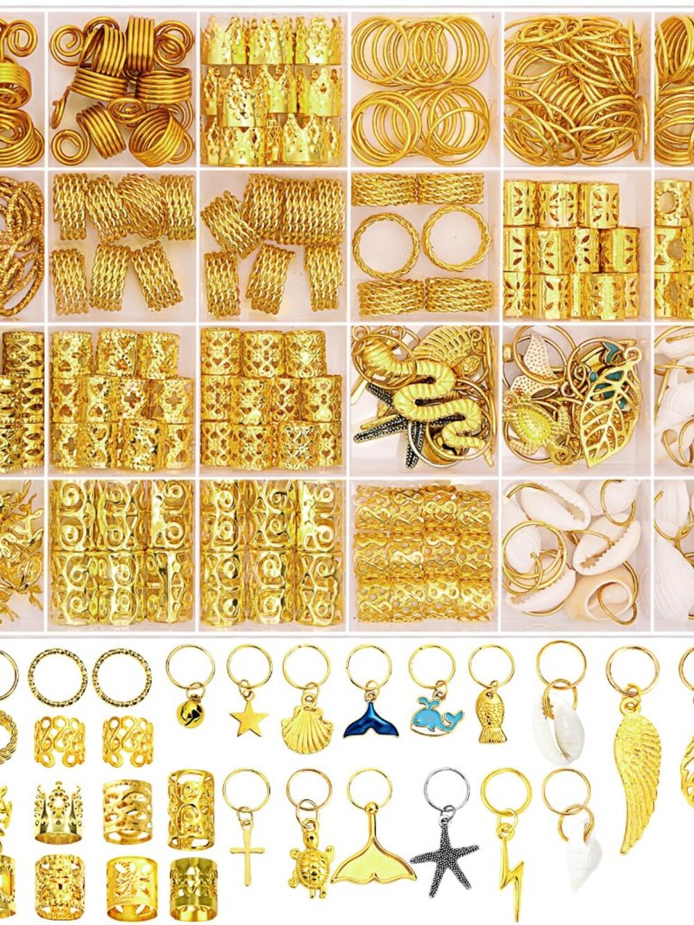 Gold Hair Jewelry 314 Pc Dreadlock Loc Charm Set